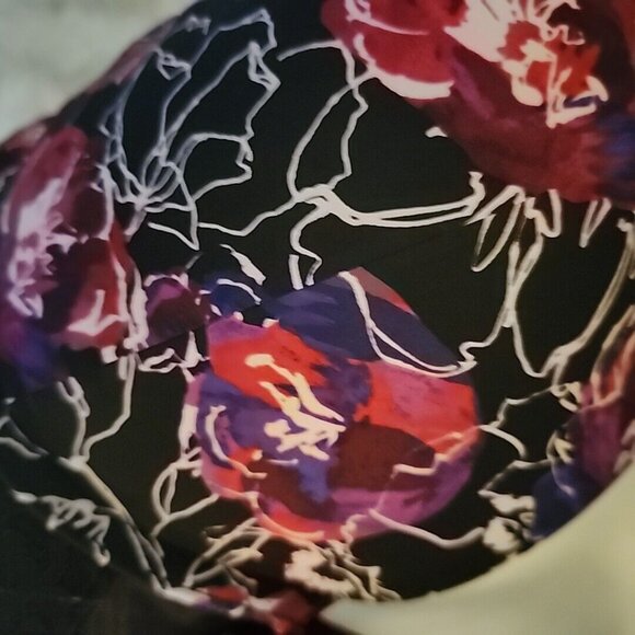 Torrid Bra 40DDD 360 Back Smoothing T Shirt Black Floral Underwire - Picture 6 of 12